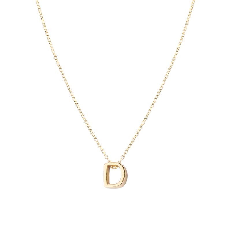 JB JOYAS BARON - Collar de Plata Esterlina 925 Letra D Revestido en Oro 18kt