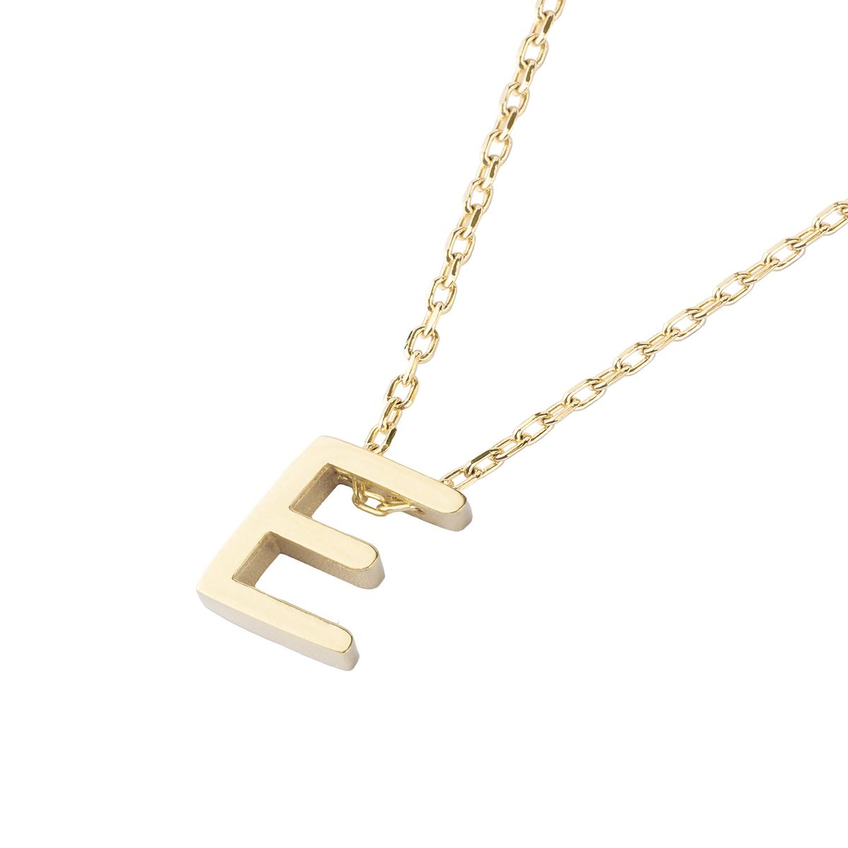 JB JOYAS BARON - Collar de Plata Esterlina 925 Letra E Revestido en Oro 18kt