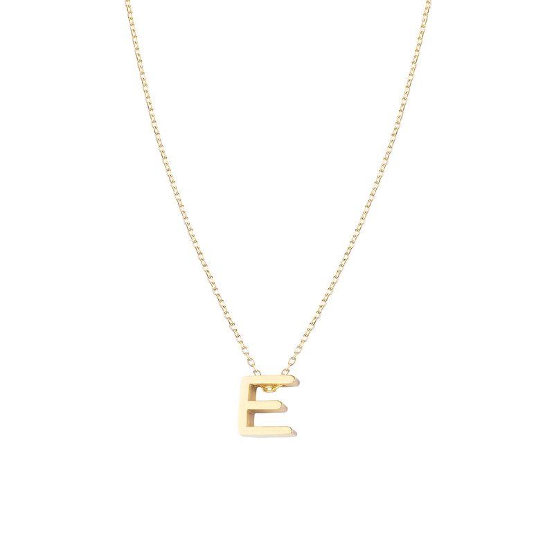 JB JOYAS BARON - Collar de Plata Esterlina 925 Letra E Revestido en Oro 18kt