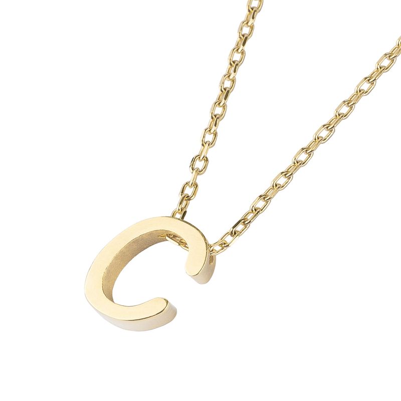JB JOYAS BARON - Collar de Plata Esterlina 925 Letra C Revestido en Oro 18kt