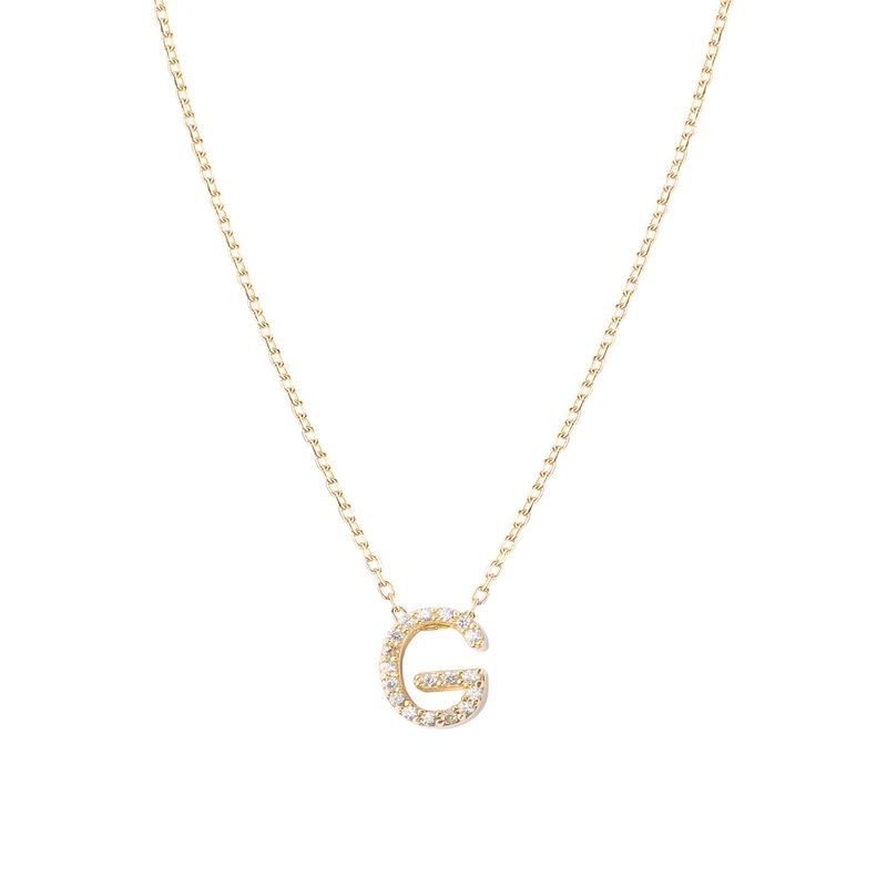 JB JOYAS BARON - Collar de Plata Esterlina 925 Letra G Brillo Revestido en Oro 18kt