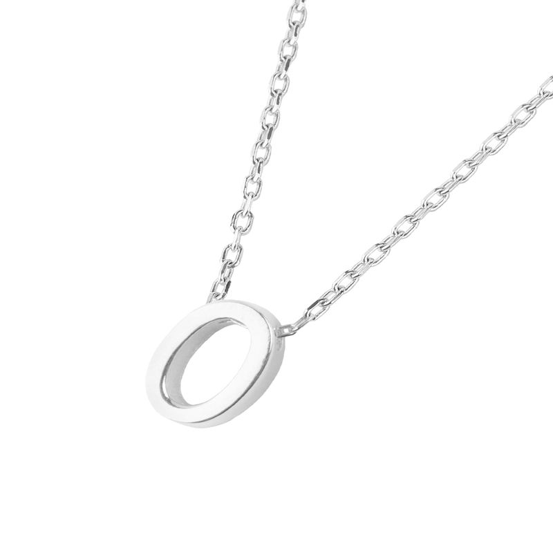 JB JOYAS BARON - Collar de Plata Esterlina 925 Letra O Lisa