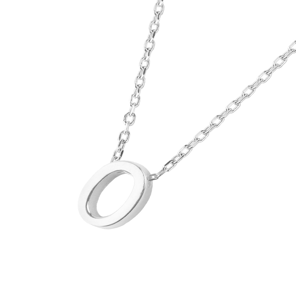 JB JOYAS BARON - Collar de Plata Esterlina 925 Letra O Lisa