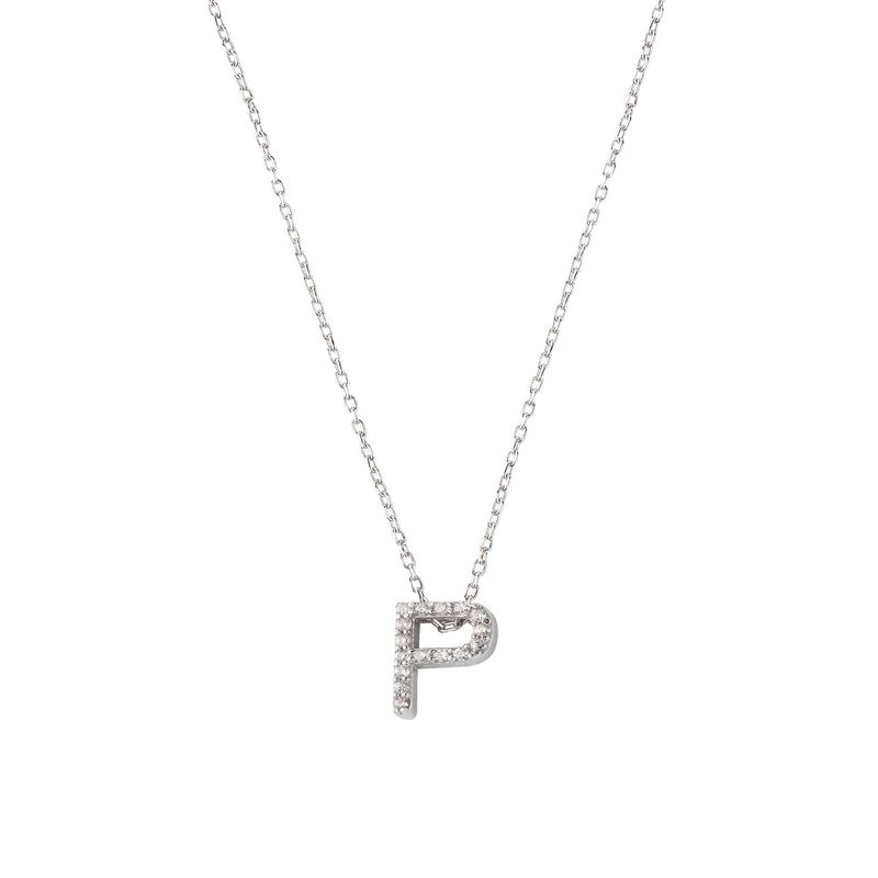 JB JOYAS BARON - Collar de Plata Esterlina 925 Letra P Circon