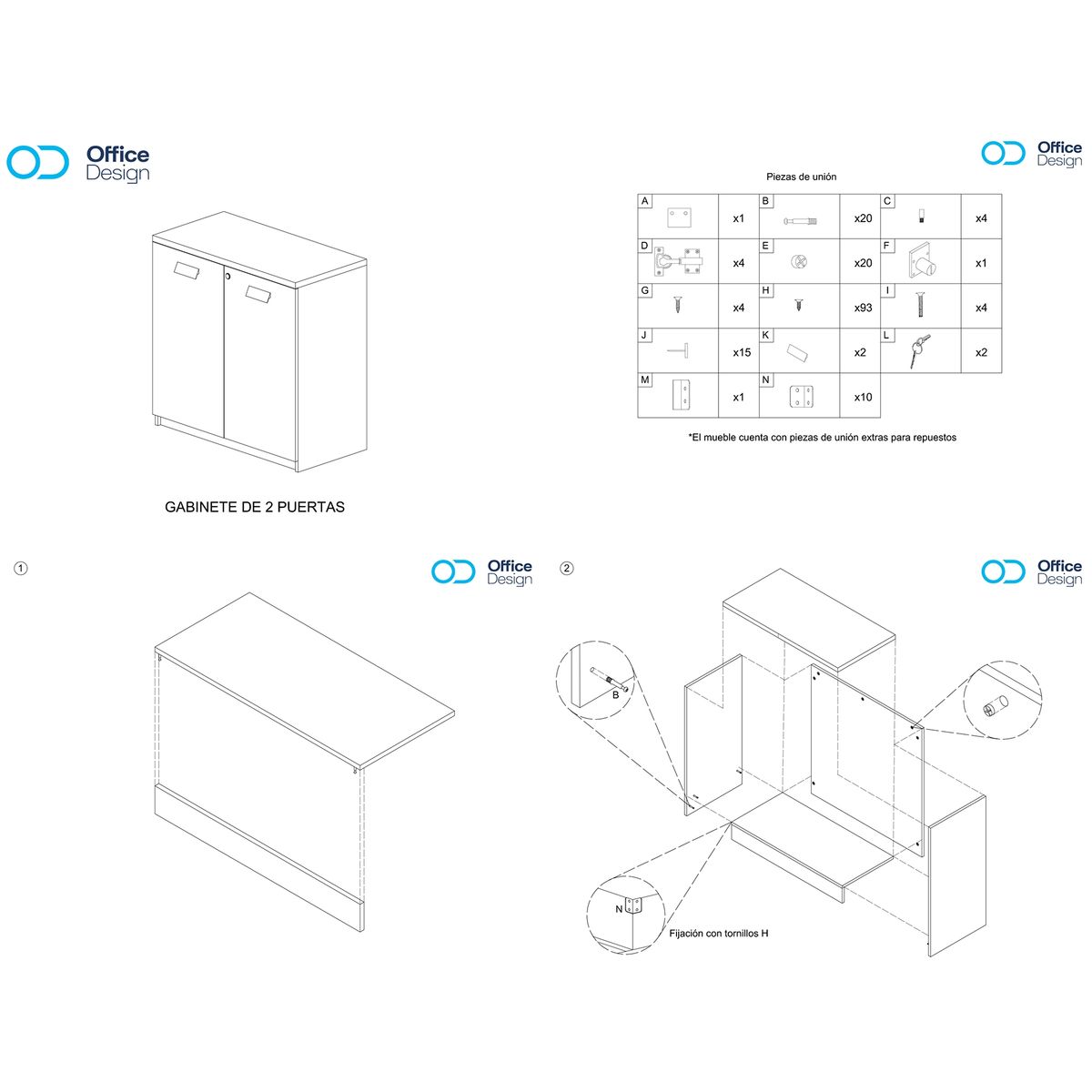 GENERICO - Gabinete 2 puertas - Blanco
