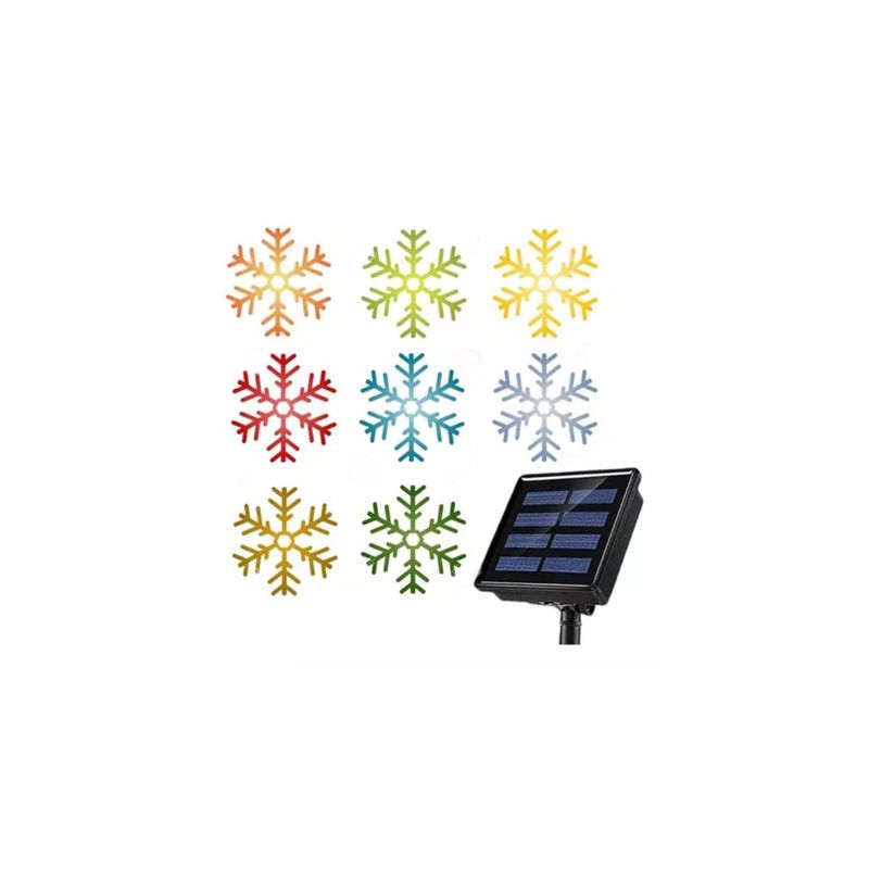 GENERICO - Pack 2 Luces Guirnalda Copo De Nieve Navidad Solar 30led MULTICOLOR