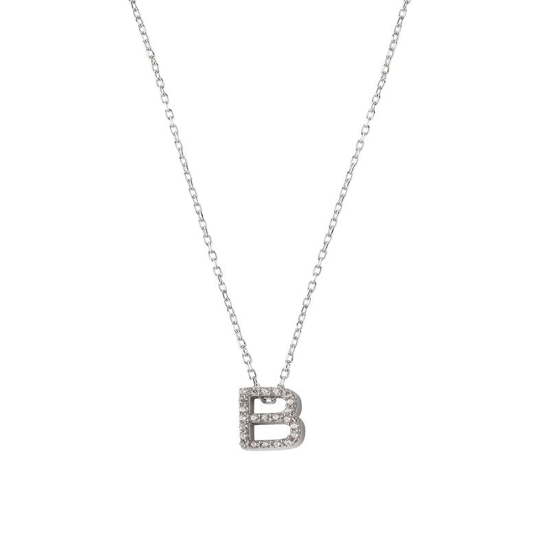 JB JOYAS BARON - Collar de Plata Esterlina 925 Letra B Circon