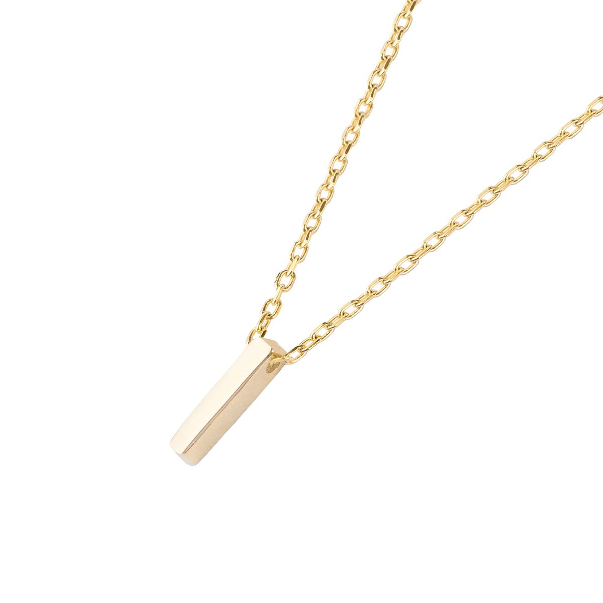 JB JOYAS BARON - Collar de Plata Esterlina 925 Letra I Lisa Revestido en Oro 18kt