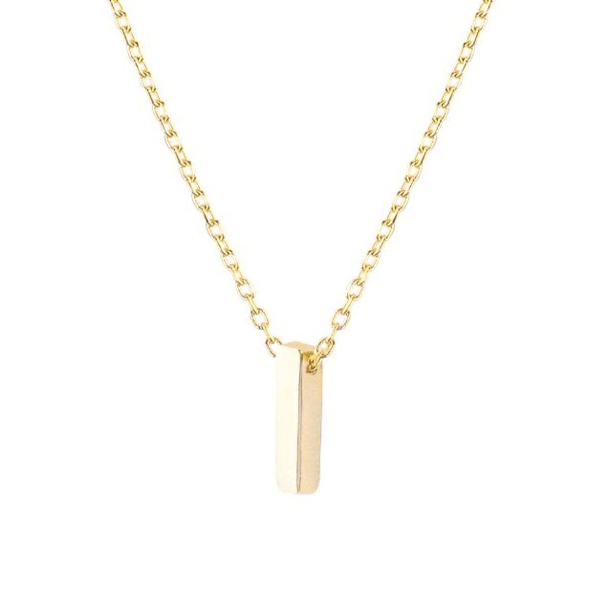 JB JOYAS BARON - Collar de Plata Esterlina 925 Letra I Lisa Revestido en Oro 18kt