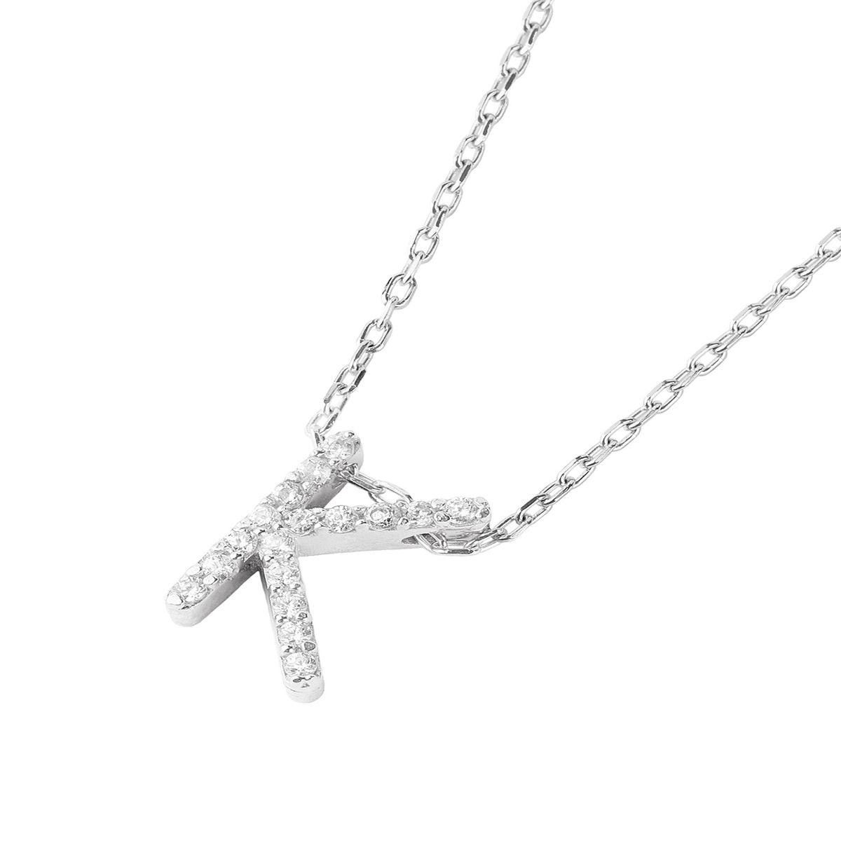 JB JOYAS BARON - Collar de Plata Esterlina 925 Letra K Circon