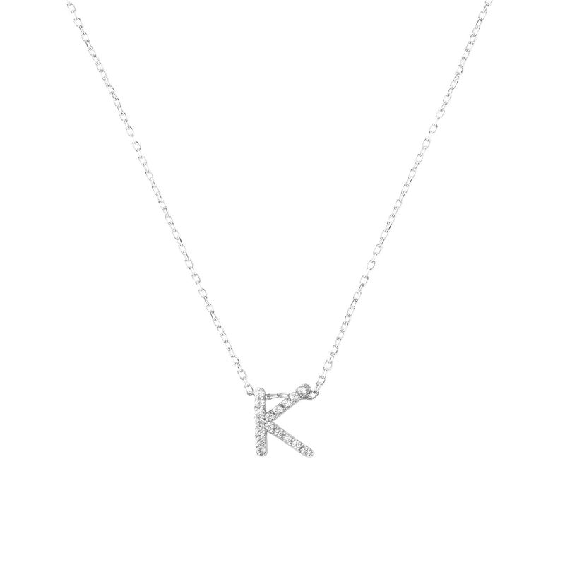 JB JOYAS BARON - Collar de Plata Esterlina 925 Letra K Circon