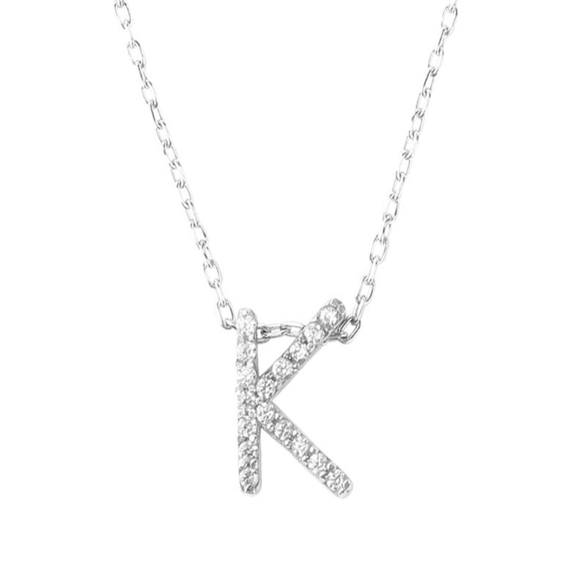 JB JOYAS BARON - Collar de Plata Esterlina 925 Letra K Circon