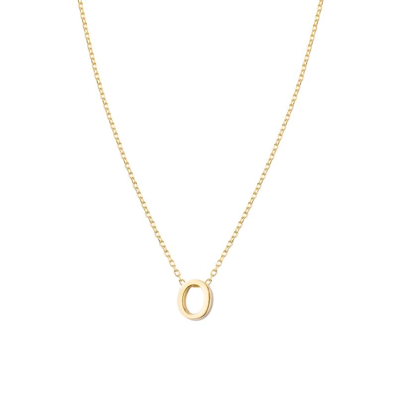 JB JOYAS BARON - Collar de Plata Esterlina 925 Letra O Lisa Revestido en Oro 18kt