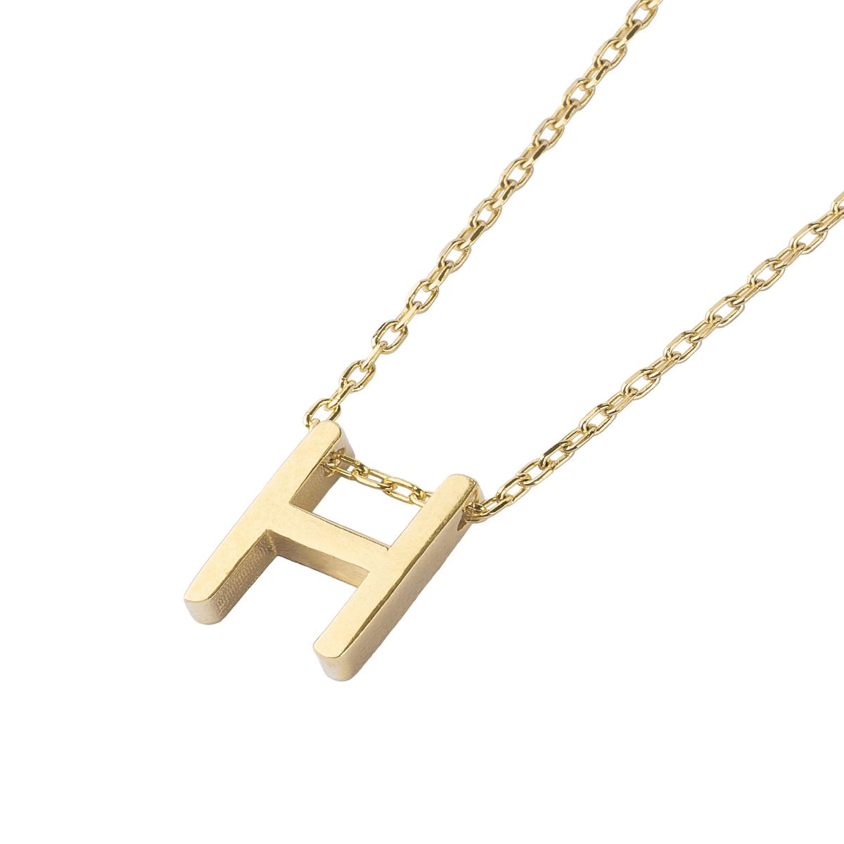 JB JOYAS BARON - Collar de Plata Esterlina 925 Letra H Revestido en Oro 18kt