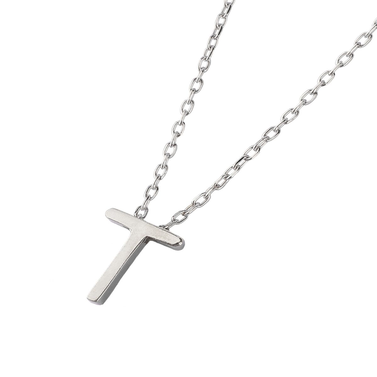 JB JOYAS BARON - Collar de Plata Esterlina 925 Letra T Lisa