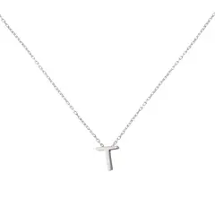 JB JOYAS BARON - Collar de Plata Esterlina 925 Letra T Lisa
