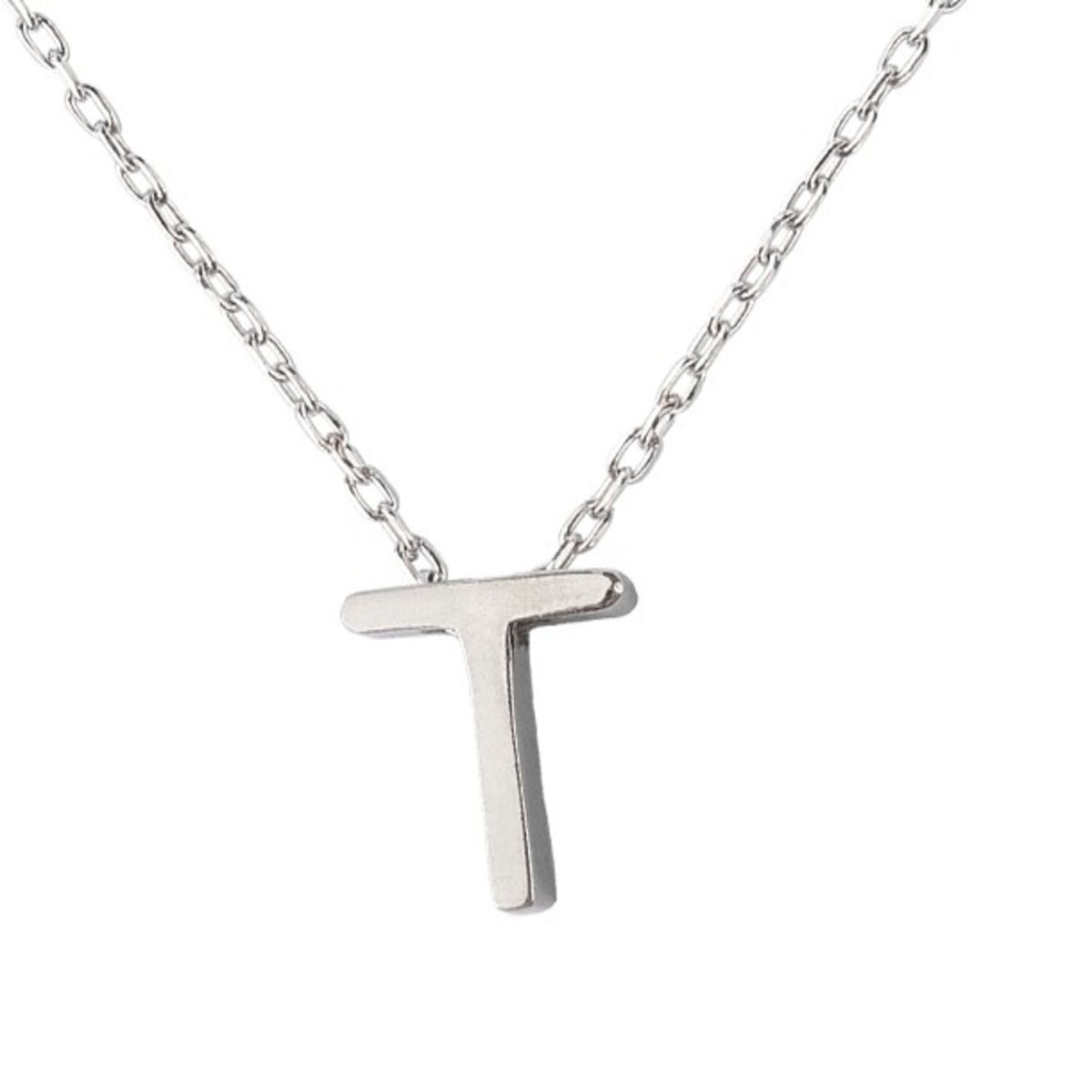 JB JOYAS BARON - Collar de Plata Esterlina 925 Letra T Lisa