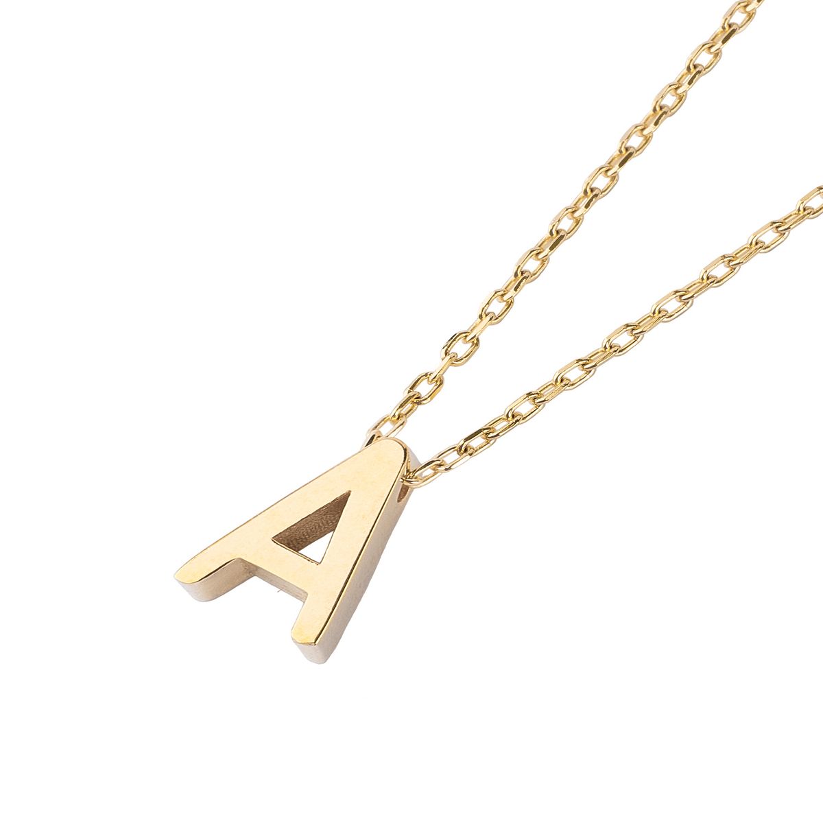 JB JOYAS BARON - Collar de Plata Esterlina 925  Letra A Revestido en Oro 18kt