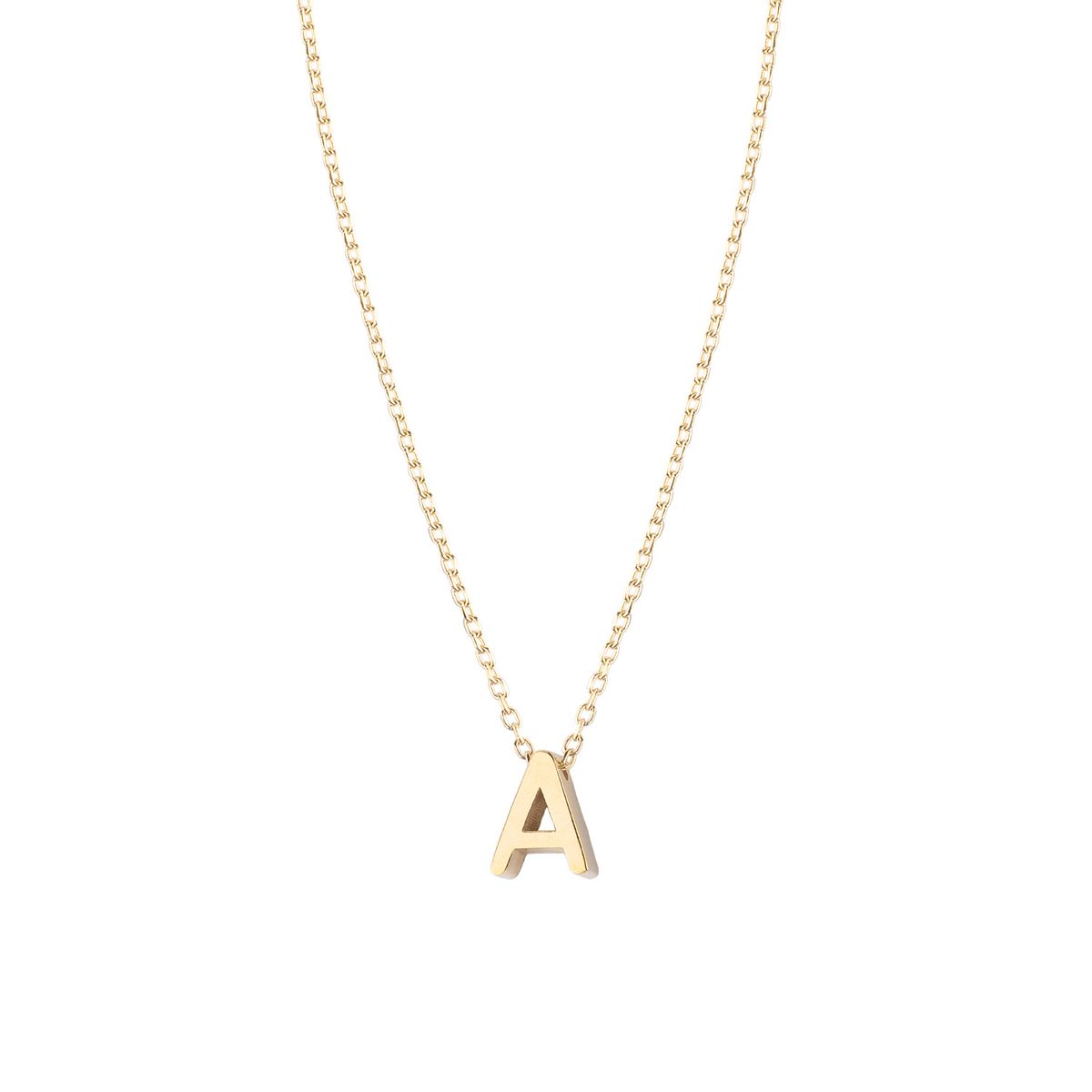 JB JOYAS BARON - Collar de Plata Esterlina 925  Letra A Revestido en Oro 18kt