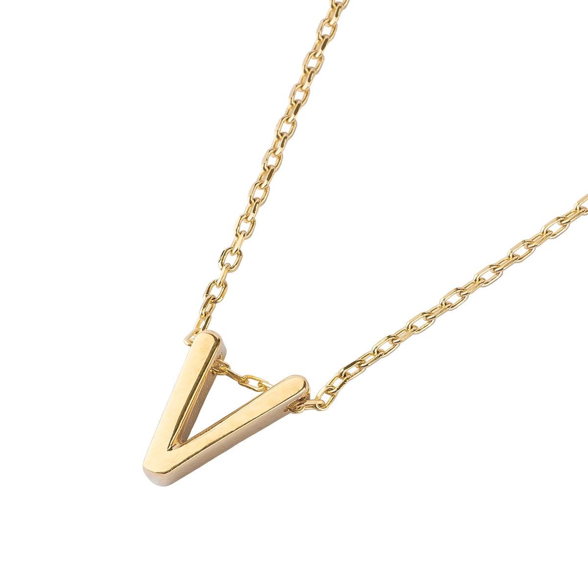 JB JOYAS BARON - Collar de Plata Esterlina 925 Letra V Revestido en Oro 18kt