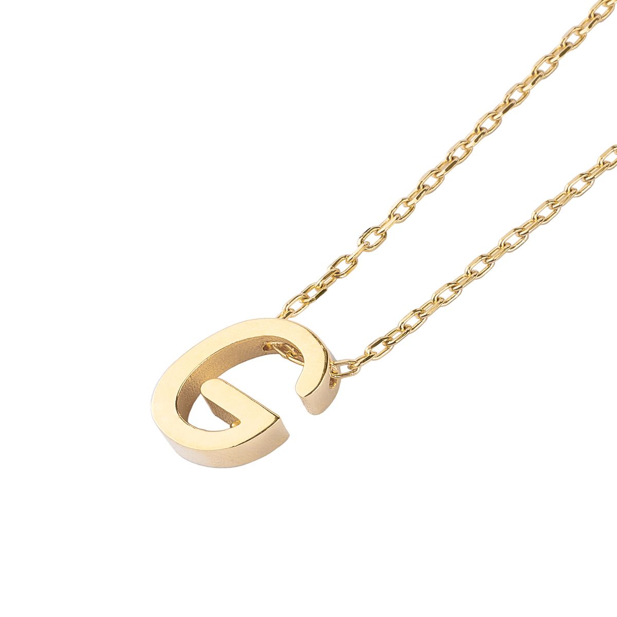 JB JOYAS BARON - Collar de Plata Esterlina 925 Letra G Revestido en Oro 18kt