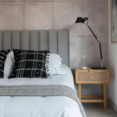 KABECEROS - RESPALDO TUBULAR - 1.5 PLAZAS - FELPA GRIS CLARO