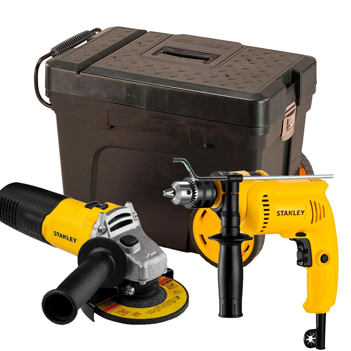 STANLEY - Taladro Percutor + Esmeril + Baul Stanley SDH600-TRIPACK