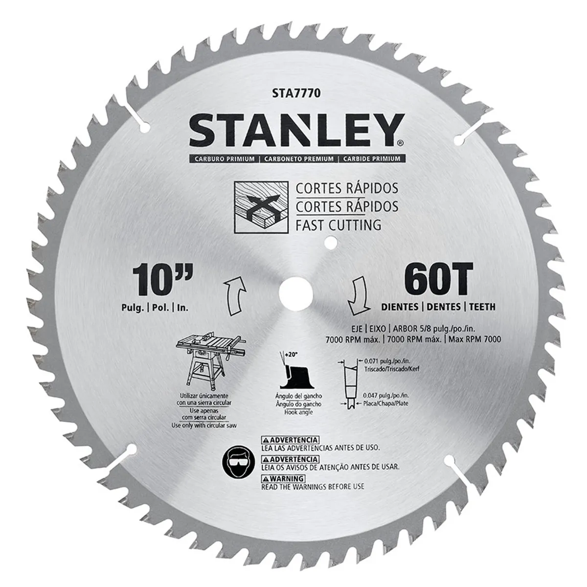 STANLEY - Disco Sierra 10" 60 dientes 5/8" Stanley STA7770