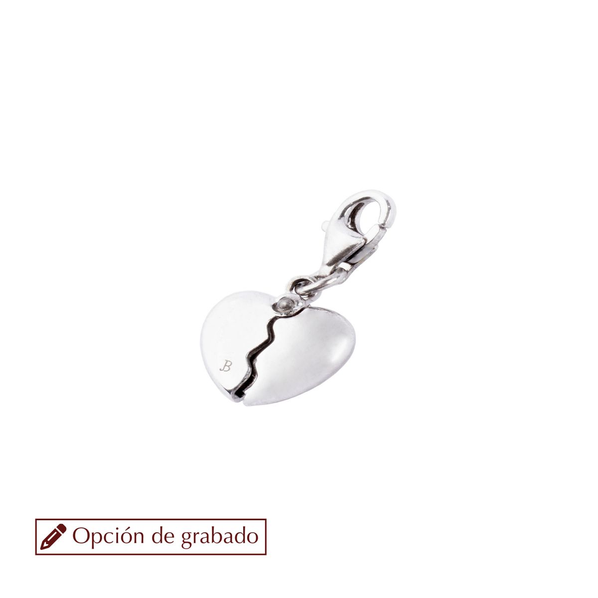 JB JOYAS BARON - Colgante de Plata Esterlina 925 Corazon Abierto