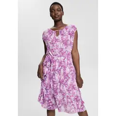 ESPRIT - Vestido Estampado De Malla Plisada