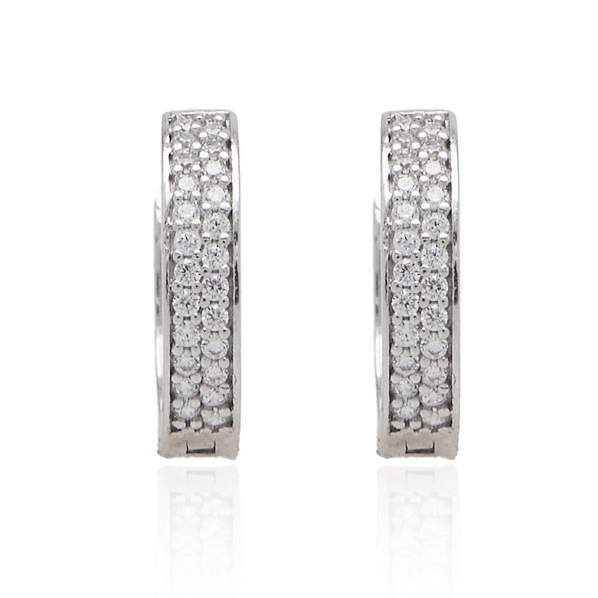 JB JOYAS BARON - Aros de Oro Blanco 18kt Argollas Circonita 1047