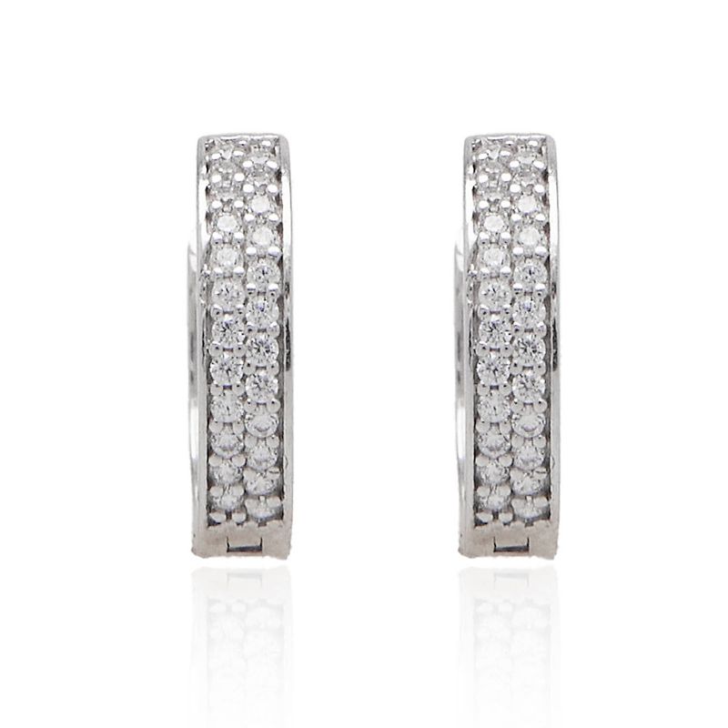 JB JOYAS BARON - Aros de Oro Blanco 18kt Argollas Circonita 1047