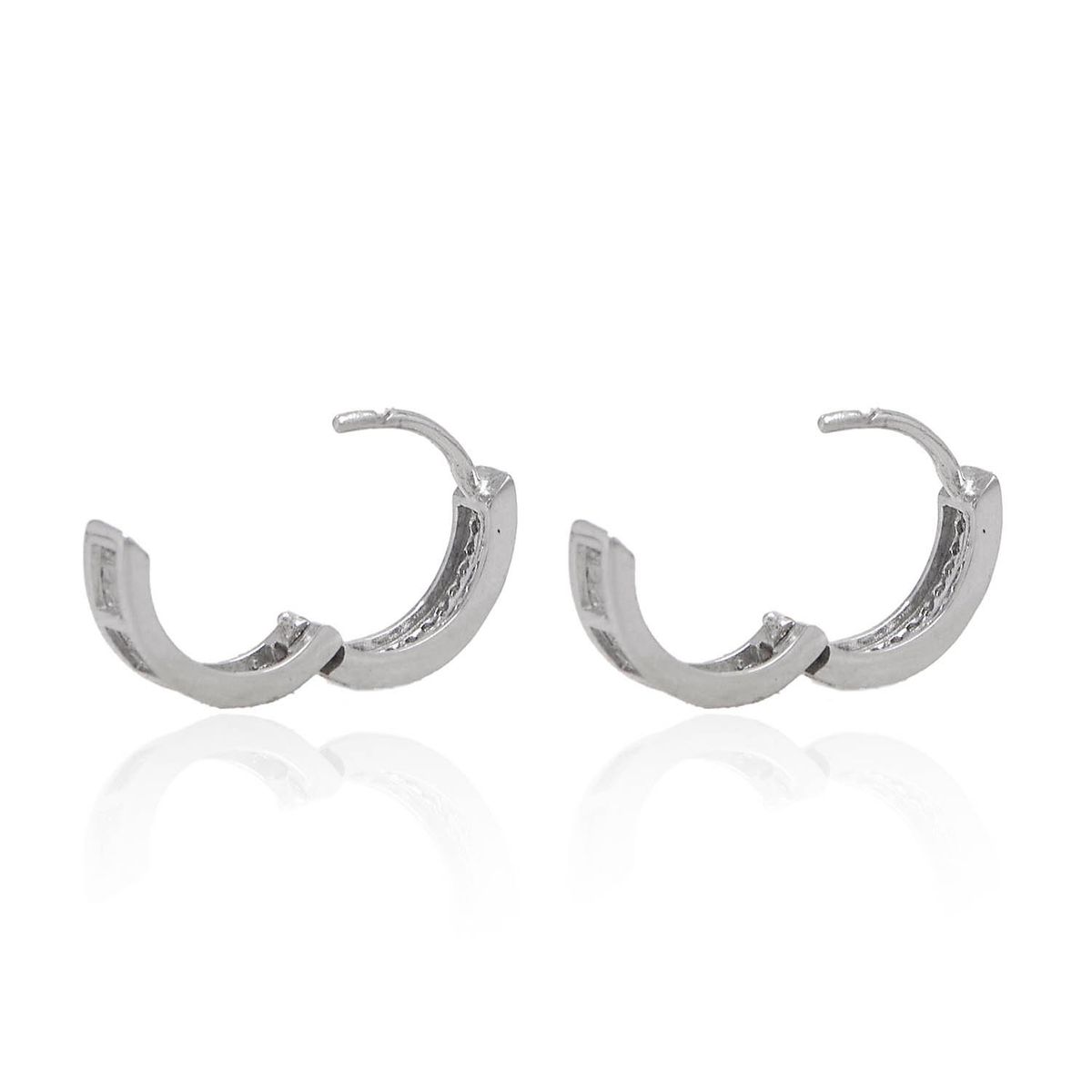 JB JOYAS BARON - Aros de Oro Blanco 18kt Argollas Circonita 1047