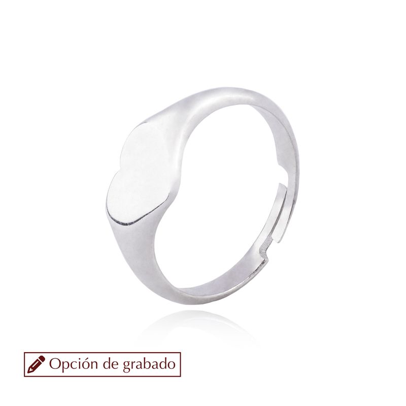 JB JOYAS BARON - Anillo de Plata Esterlina 925 Corazón Sello