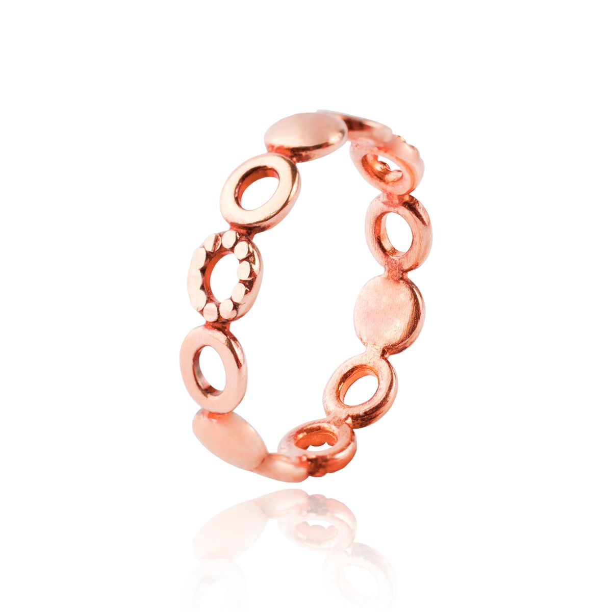 JB JOYAS BARON - Anillo de Plata Esterlina 925 Circulos Rose 41 Revestido en Oro 18kt