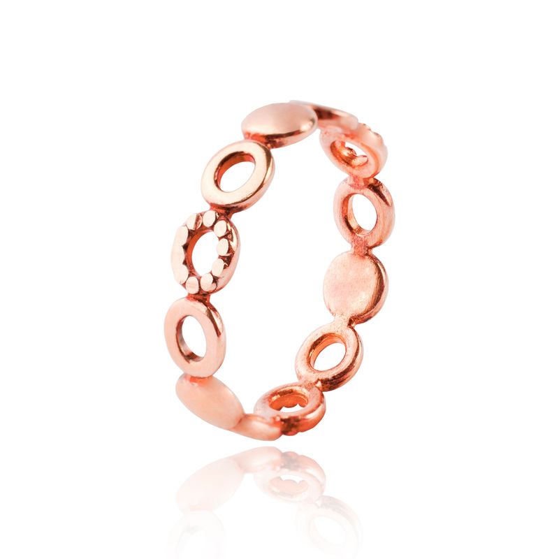 JB JOYAS BARON - Anillo de Plata Esterlina 925 Circulos Rose 41 Revestido en Oro 18kt