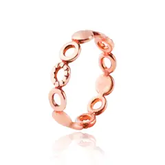 JB JOYAS BARON - Anillo de Plata Esterlina 925 Circulos Rose 41 Revestido en Oro 18kt