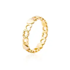 JB JOYAS BARON - Anillo de Plata Esterlina 925 Corazones 44 Revestido en Oro 18kt