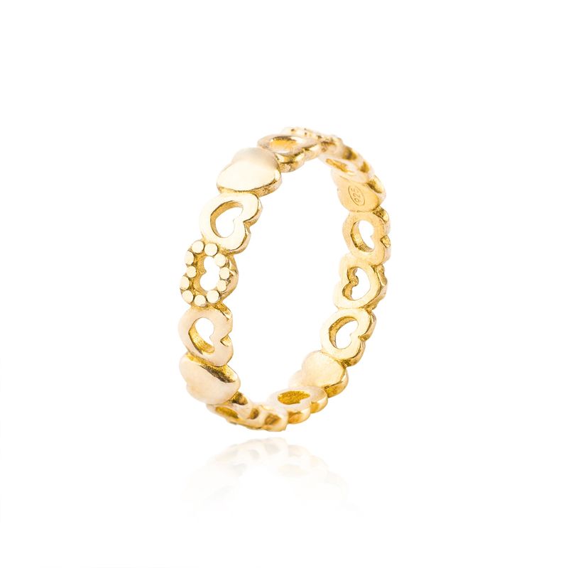 JB JOYAS BARON - Anillo de Plata Esterlina 925 Corazones 44 Revestido en Oro 18kt