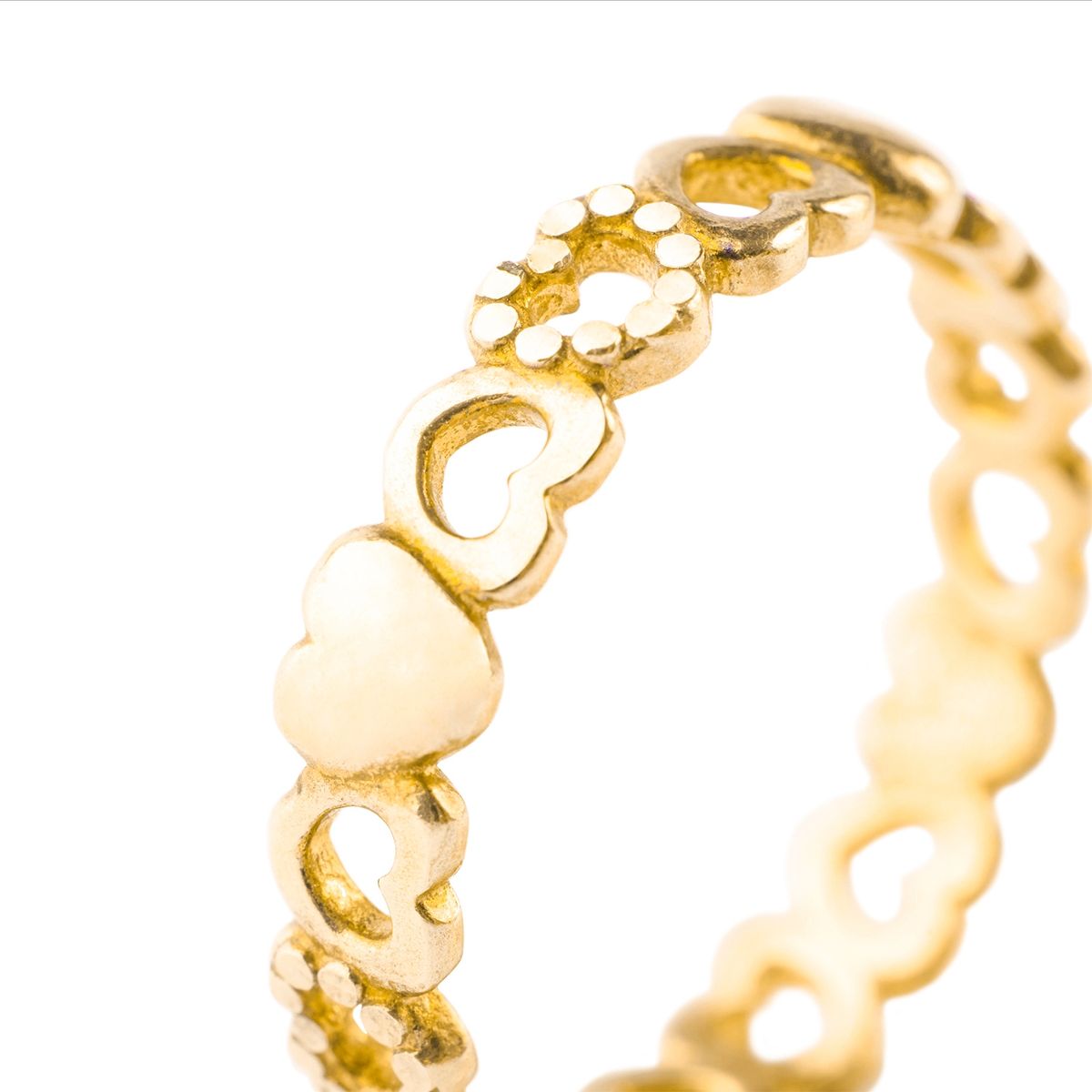 JB JOYAS BARON - Anillo de Plata Esterlina 925 Corazones 44 Revestido en Oro 18kt