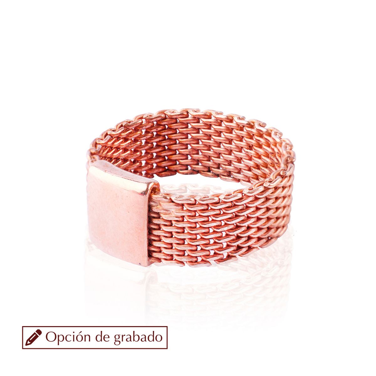 JB JOYAS BARON - Anillo de Plata Esterlina 925 Placa Rose Revestido Oro 18kt