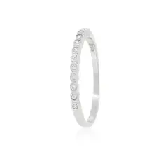 JB JOYAS BARON - Anillo de Plata Esterlina 925 Medio Cintillo Con Circon