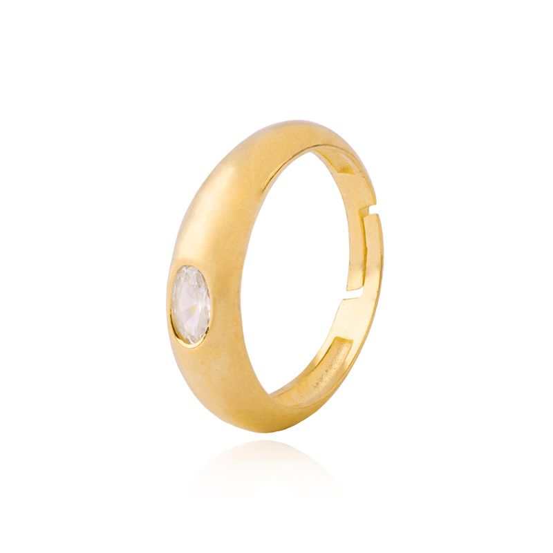 JB JOYAS BARON - Anillo de Plata Esterlina 925 Oval con Circon Revestido en Oro 18kt