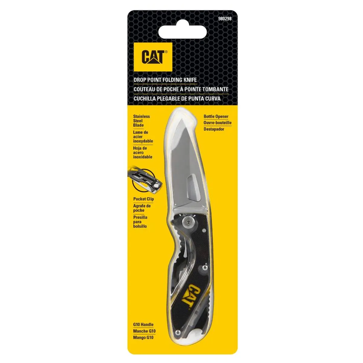 CAT - CUCHILLO NAVAJA PLEGABLE CAT 980298 PUNTA CURVA CAT