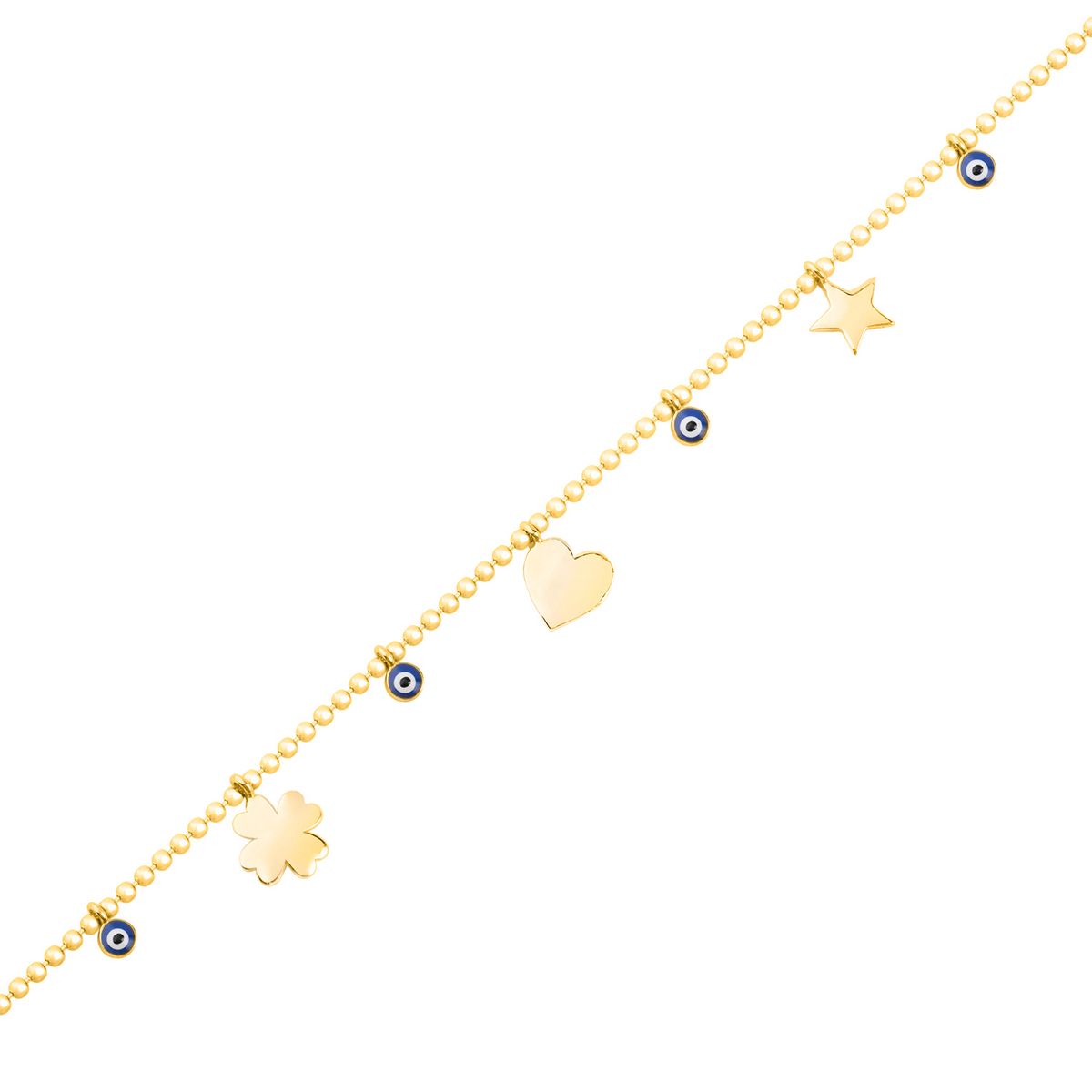 JB JOYAS BARON - Pulsera de Plata Esterlina 925 Ojo Turco Revestido en Oro 18kt