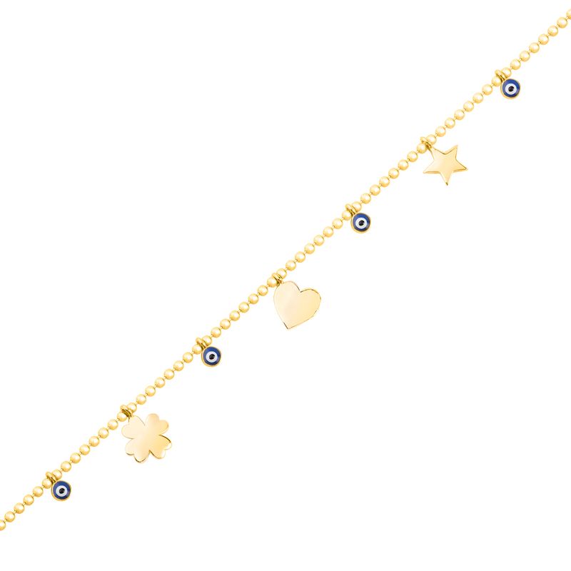 JB JOYAS BARON - Pulsera de Plata Esterlina 925 Ojo Turco Revestido en Oro 18kt