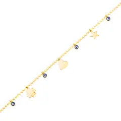 JB JOYAS BARON - Pulsera de Plata Esterlina 925 Ojo Turco Revestido en Oro 18kt