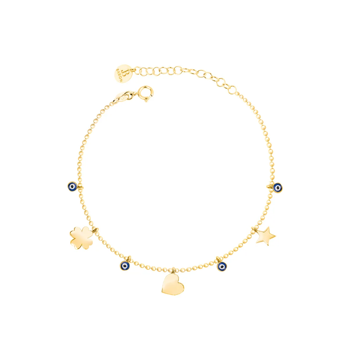 JB JOYAS BARON - Pulsera de Plata Esterlina 925 Ojo Turco Revestido en Oro 18kt