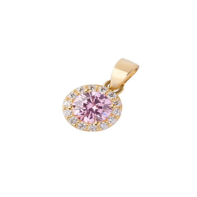 JB JOYAS BARON - Colgante de Oro 18kt Circulo Piedra Rosa de Francia