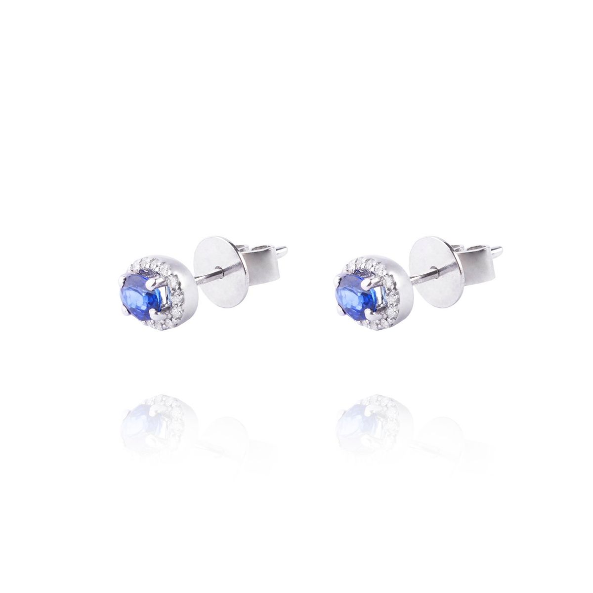 JB JOYAS BARON - Diamante Aros de Oro 18kt 10pts total SI/H con Zafiro 42pts
